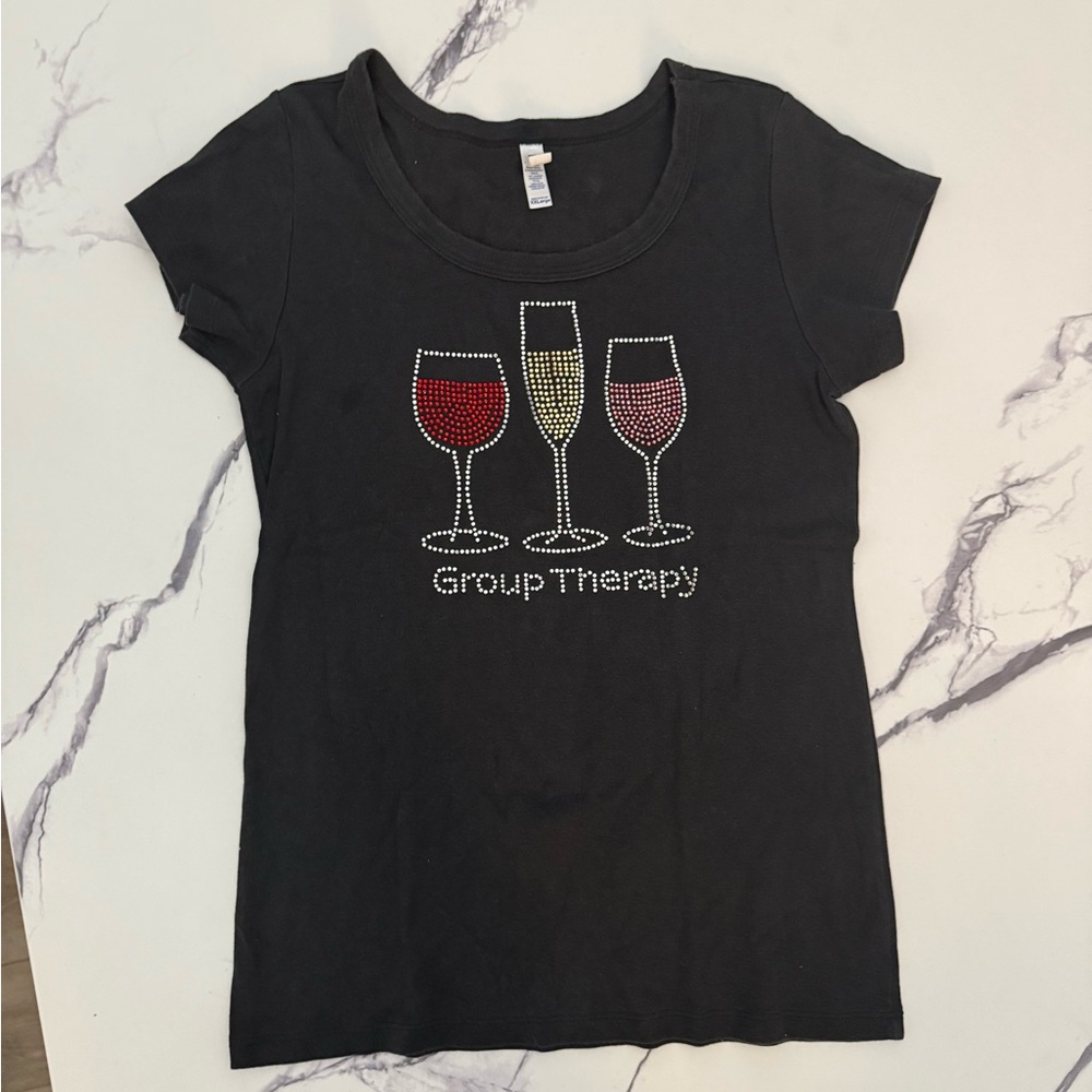 Funny Black Wine Graphic Short Sleeve Tee